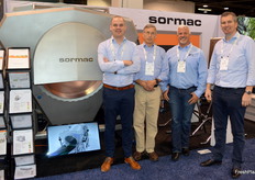 The men of Sormac next to the NextGen, a centrifuge for leafy vegetables.  At the picture Luuk Rutten, John Clement, Joshua Burdine and Roy Lemmen.